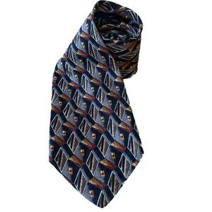 Robert Talbott for Arthur A Adler 100% Silk Neck Tie USA Black brown Gray Print